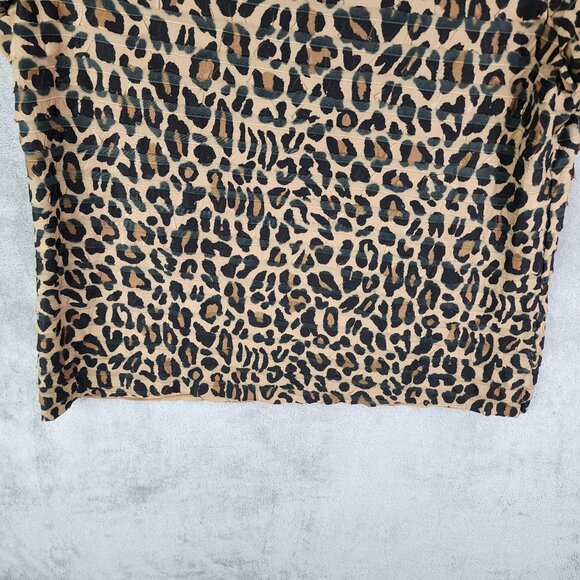 Women's Notations Brown Leopard Print Blouse Top round Neck Short Sleeve XL - Picture 3 of 12
